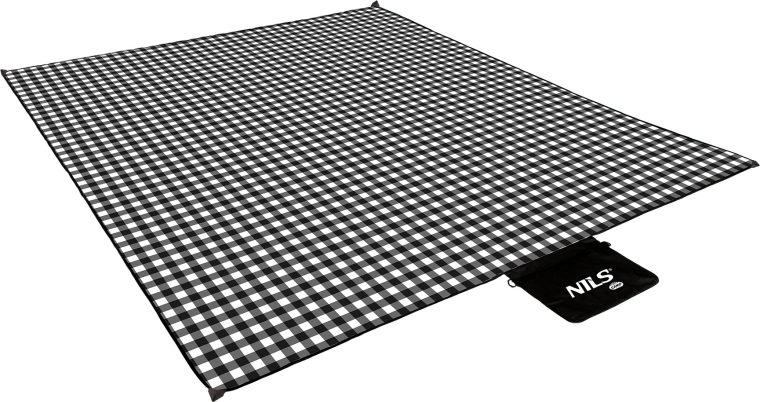 Couverture de pique-nique NILS CAMP 200 × 200 cm carreaux noir et blanc