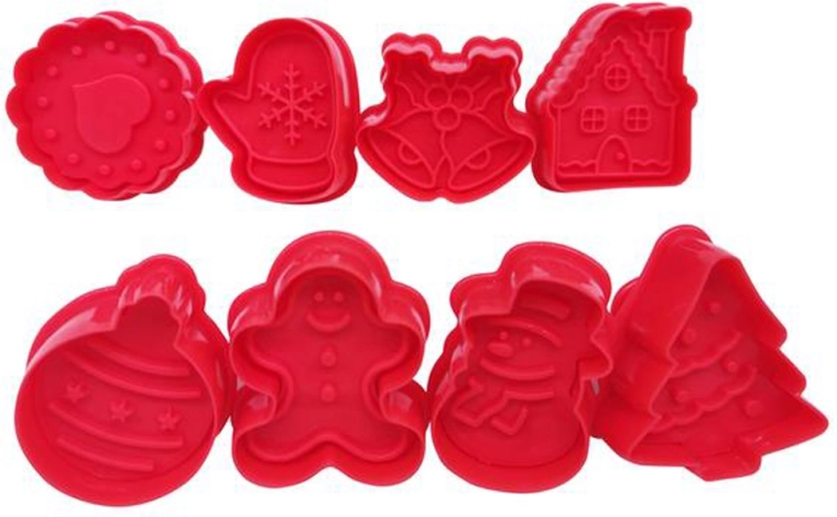 Tampons pour biscuits de Noël, set de 8 pièces (5 × 5 cm), plastique