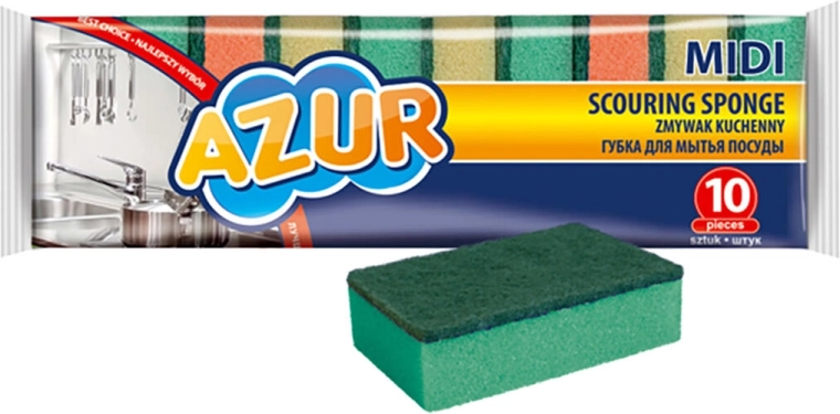 Éponges à vaisselle MIDI, assortiment de couleurs, 10 pièces