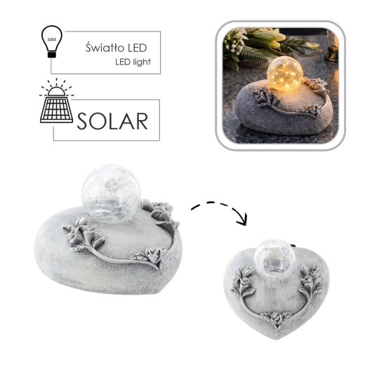 Décoration commémorative LED avec boule en verre et relief floral - 1 pièce