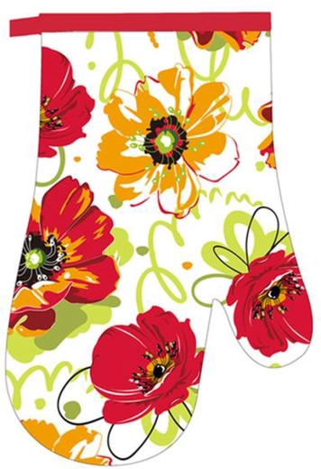 Gant de cuisine TORO avec motif de fleurs rouges