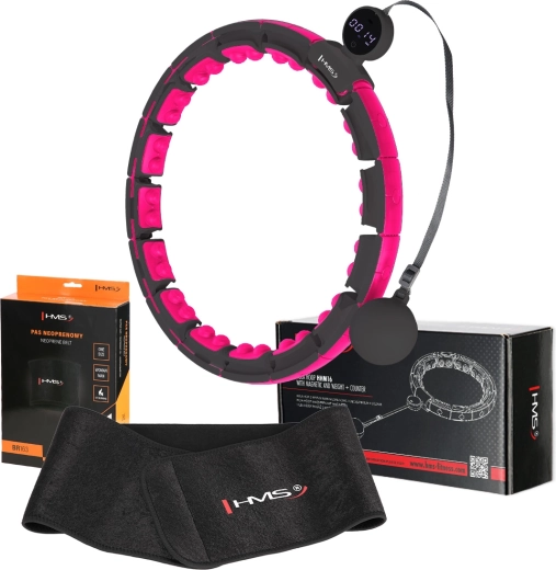 Ensemble fitness hula hoop HMS HHM16 avec massage magnétique et compteur + ceinture amincissante HMS BR163