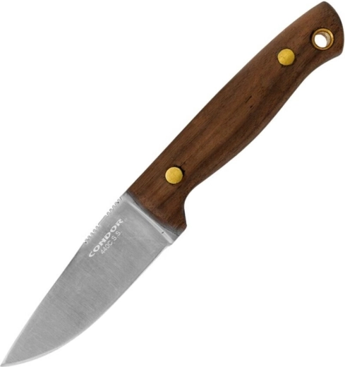 Condor Mayflower couteau outdoor 7,8 cm, bois de noyer, étui en cuir