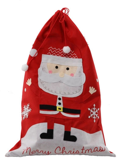 Sac cadeau de Noël en feutrine avec motif du Père Noël 60 × 90 cm