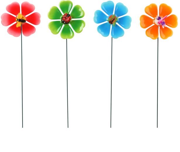 Décoration de jardin sur pique en forme de fleur, assortiment de couleurs 13 × 2 × 68 cm