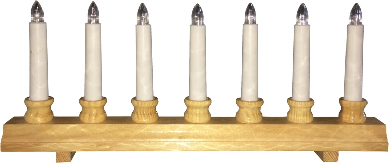 Bougeoir de Noël en bois avec 7 bougies LED, blanc chaud