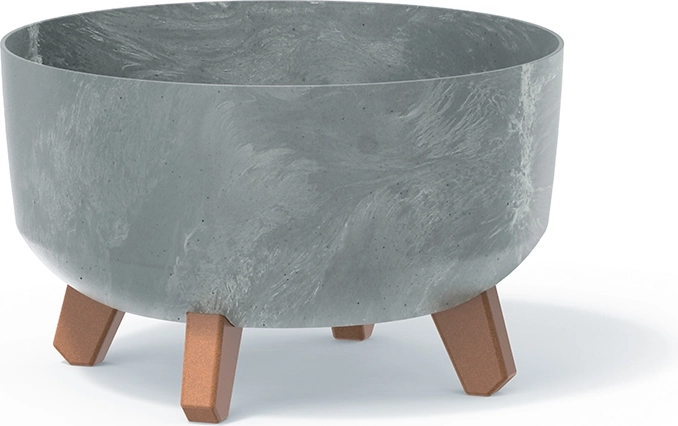 Cache-pot Gracia Low effet béton, diamètre 28,5 cm, gris