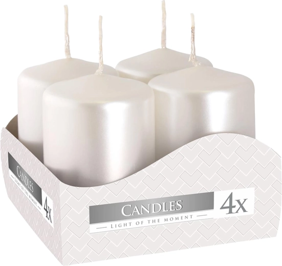 Bougies de l’Avent 60 × 40 mm blanc métallisé brillant (4 pcs)