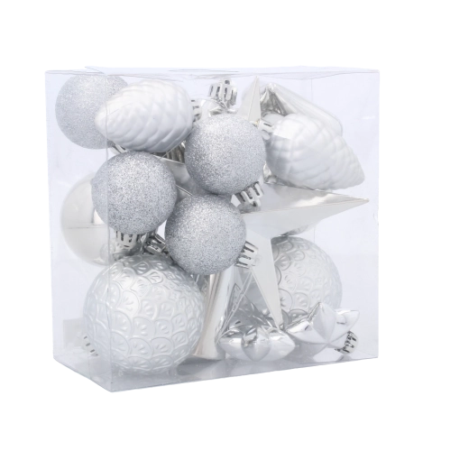 Set de 19 décorations de Noël en rouge, or et argent