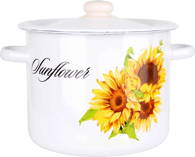 Marmite émaillée avec couvercle 5,5 l Tournesol