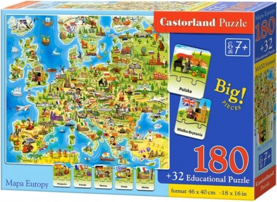 Puzzle Castorland carte de l’Europe 180 pièces avec quiz
