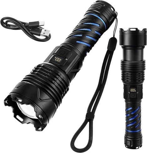 Lampe torche tactique LED 1500 lm TRIZAND, USB‑C, zoom, étanche