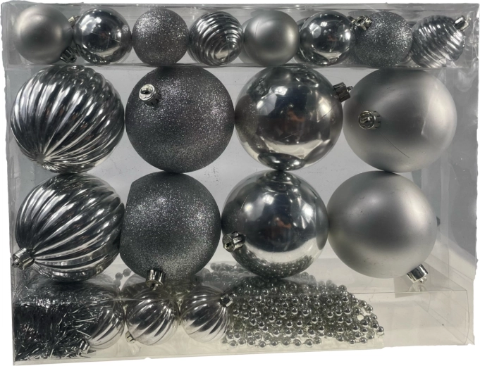Set de décorations de Noël pour sapin, 32 pcs, argenté