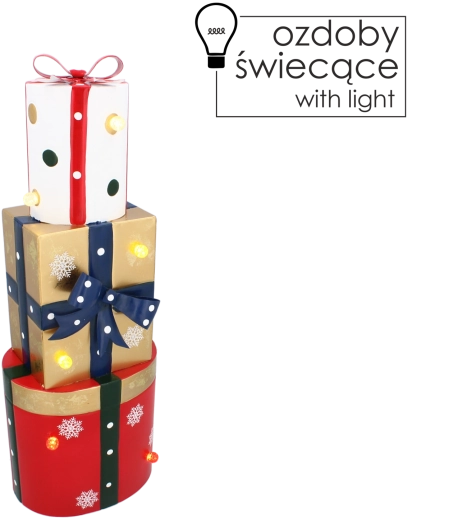 Décoration de Noël en métal – boîtes cadeaux avec éclairage LED 50 cm