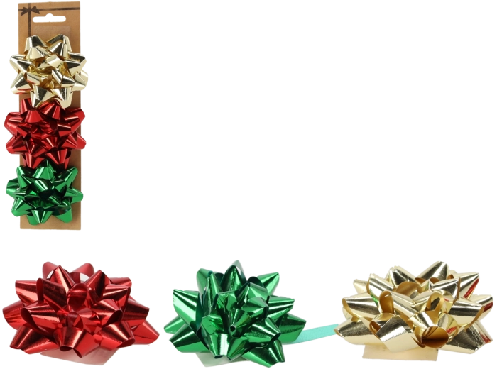 Set de nœuds cadeau 7,5 cm – rouge, or et vert