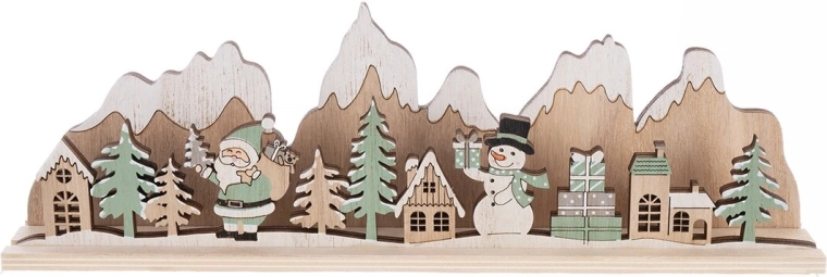 Décoration de Noël en bois « paysage » beige-vert 30 cm