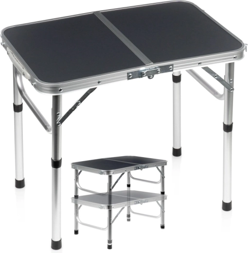 Table de camping pliante Vilde 2-en-1 à hauteur réglable 60 × 40 cm, graphite