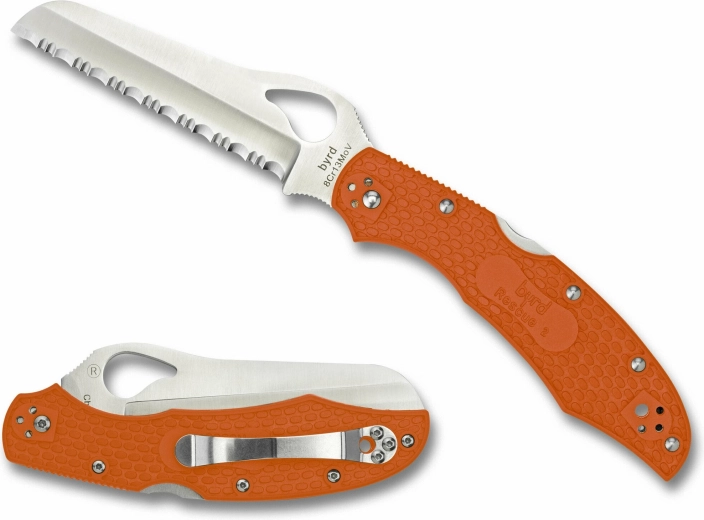 Couteau de secours de poche BYRD Cara Cara 2 Rescue, FRN orange, 10 cm