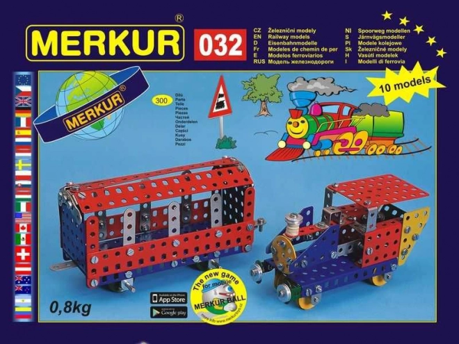Jeu de construction Merkur 032 – Modèles ferroviaires, 10 modèles, 300 pièces