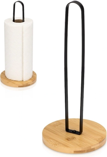 Vilde support pour essuie-tout en métal et bambou 33 cm