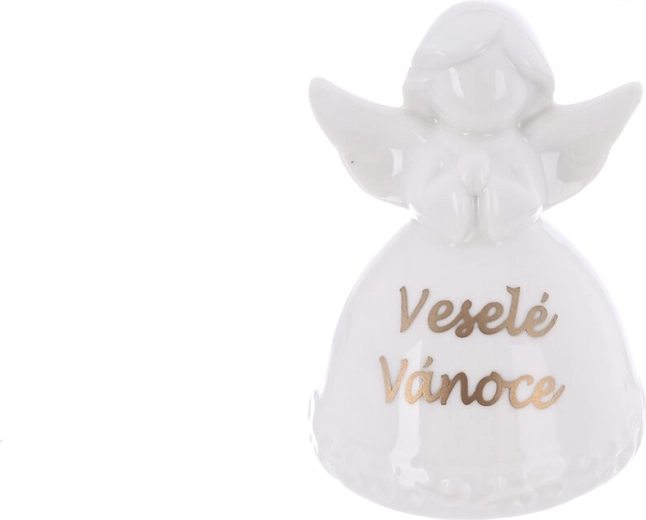 Ange en porcelaine « Joyeux Noël » blanc
