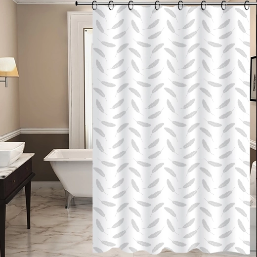 Rideau de douche TORO Premium avec motif de feuilles 178 × 199 cm