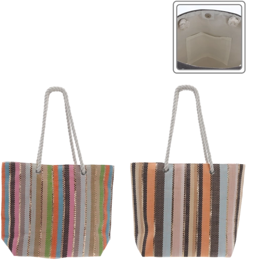 Sac de plage à rayures multicolores 48 × 36 cm