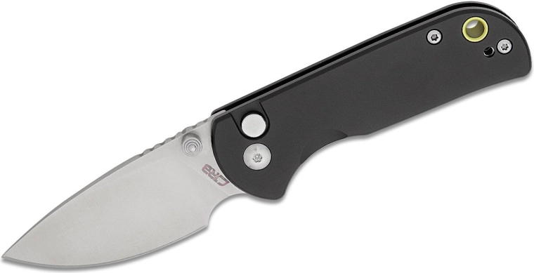 Couteau de poche CJRB Mica, aluminium noir, 6 cm, polissage sable