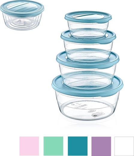 Set de 4 boîtes alimentaires rondes Trend Box (0,3 l + 0,7 l + 1,1 l + 1,75 l)