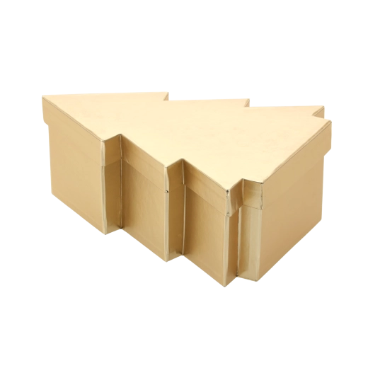 Boîte cadeau de Noël en forme de sapin dorée 25 × 18,5 × 9,5 cm