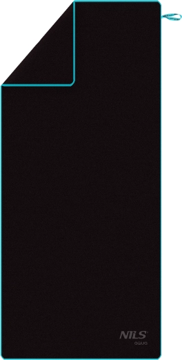 Serviette à séchage rapide en microfibre NILS aqua, noir/bleu, 200 × 90 cm