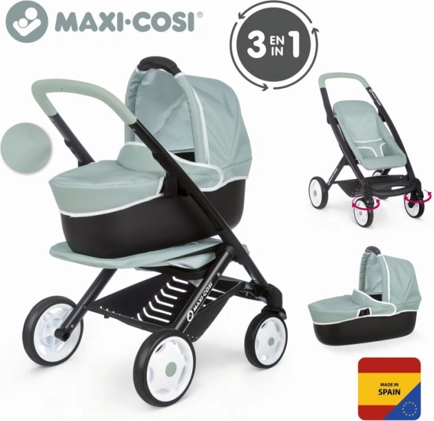Poussette combinée pour poupées MAXI-COSI 3-en-1 turquoise grise