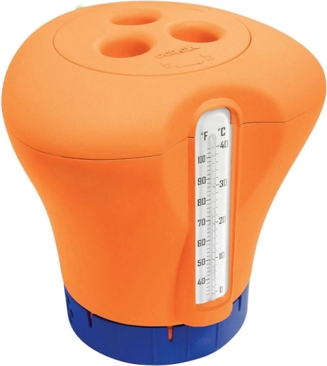 Diffuseur flottant de chlore avec thermomètre – orange