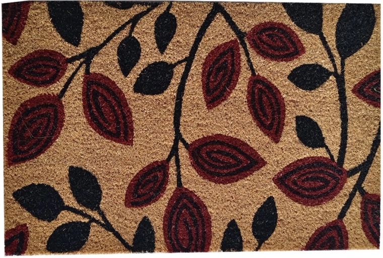 Paillasson en coco et PVC 40 × 60 cm Feuilles