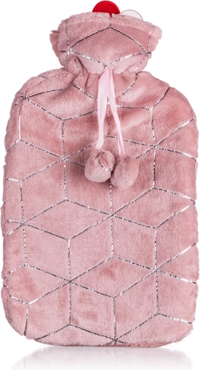 Bouillotte avec housse en peluche 2 l rose