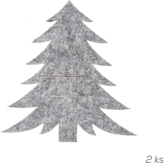 Pochette en feutre pour couverts en forme de sapin de Noël, grise