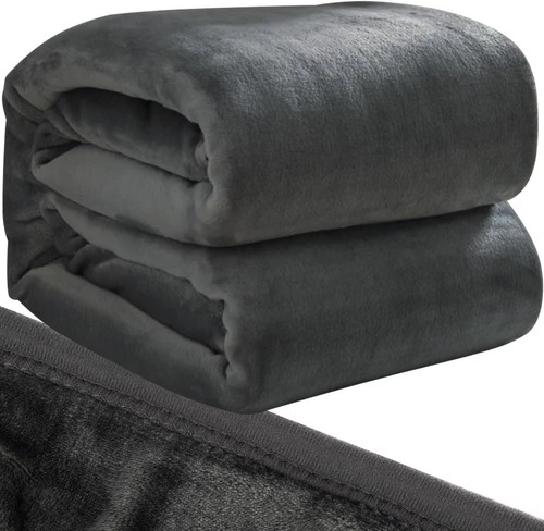 Plaid en micro-peluche gris doux et chaud 160 × 200 cm RUHHY