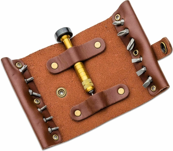 CRKT Hex Bit Driver kit de voyage avec étui en cuir et 13 embouts