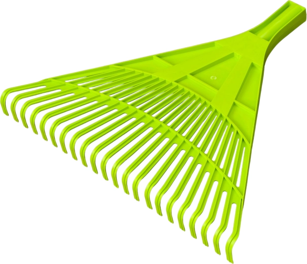 Râteau à feuilles en plastique avec large tête à lamelles