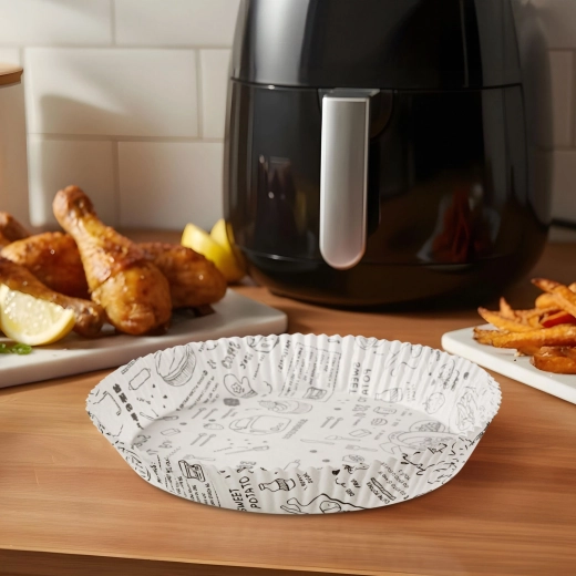 Moules de cuisson en papier pour friteuse à air chaud, rondes, 20 cm, 50 pièces