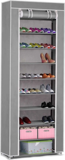 Meuble à chaussures en textile Massido – gris