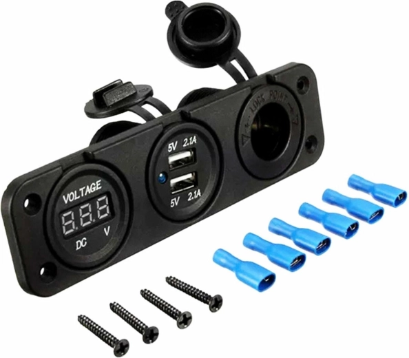 Adaptateur de charge pour voiture avec voltmètre