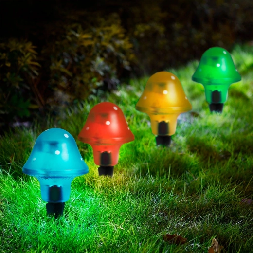 Lampe de jardin LED solaire en forme de champignon - 1 pièce