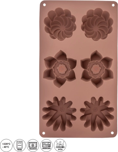 Moule en silicone pour desserts fleur 6, marron - 1 pièce