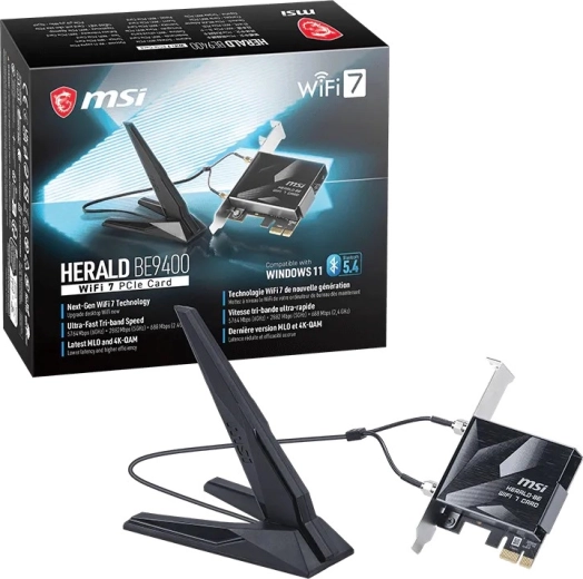 Carte réseau PCIe MSI Herald BE9400 WiFi 7