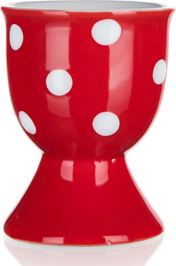 Coquetier en céramique 7 cm à pois blancs – rouge