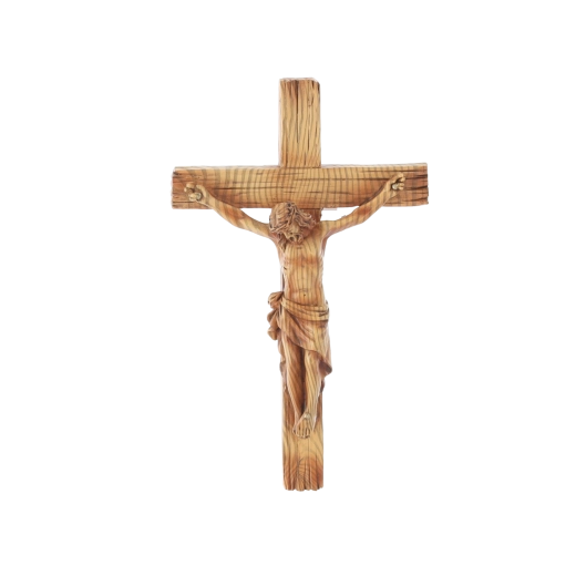 Croix murale avec figure de Jésus, polyresine, 20 cm