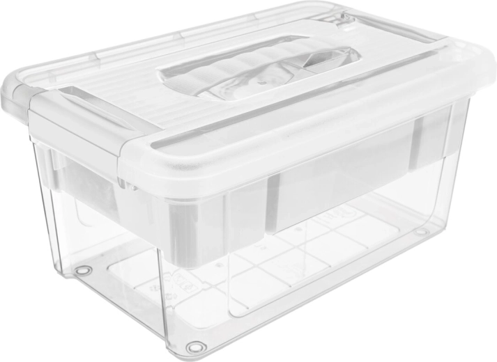Boîte de rangement en plastique MULTI Stormax rectangulaire 9 l avec organisateur blanc