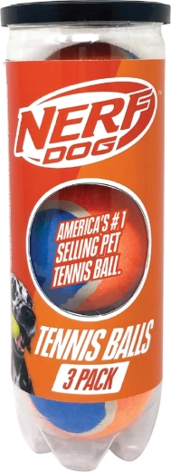 Nerf Dog balles de tennis pour chiens sans sifflet, 3 pièces en tube, 6,5 cm