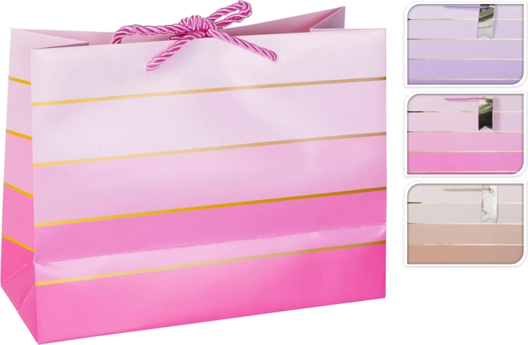 Sac cadeau en papier 23 × 18 × 10 cm – mélange de 3 couleurs